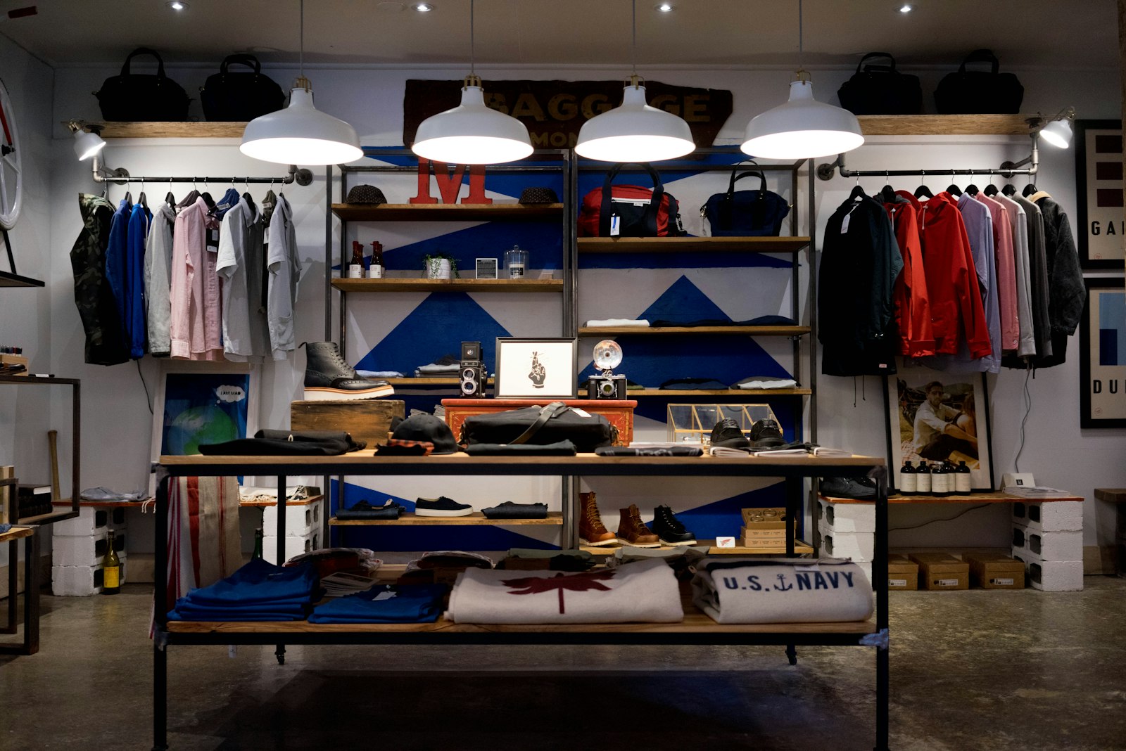 Retail store interior with products on display