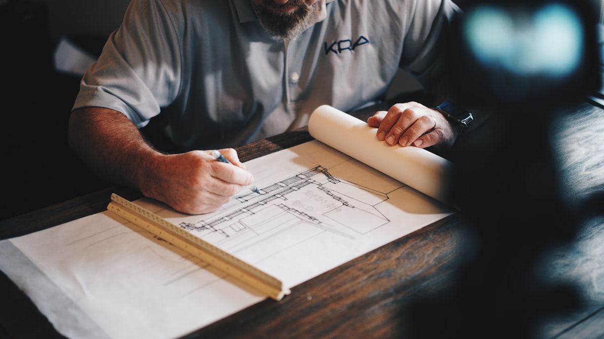 Architect drafting an interior fit-out plan